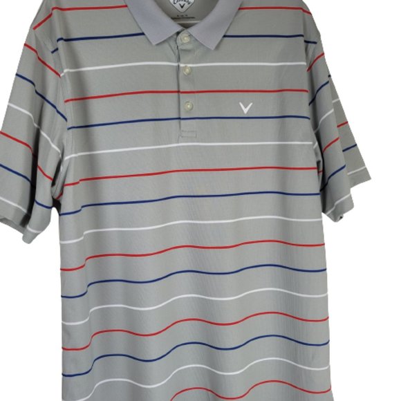 Callaway Gray Striped Golf Polo Shirt Men's - Picture 3 of 8